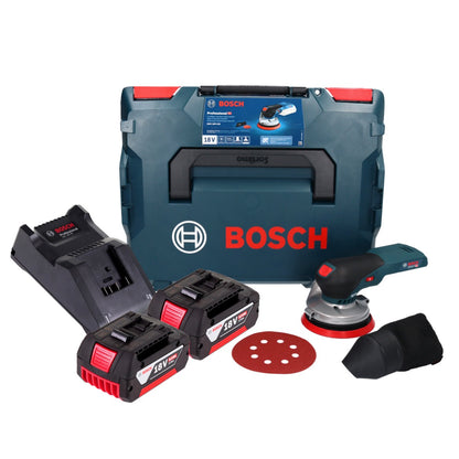 Bosch GEX 18V-125 Ponceuse excentrique professionnelle sur batterie 18 V 125 mm sans balais + 2x batterie 5,0 Ah + chargeur + L-BOXX