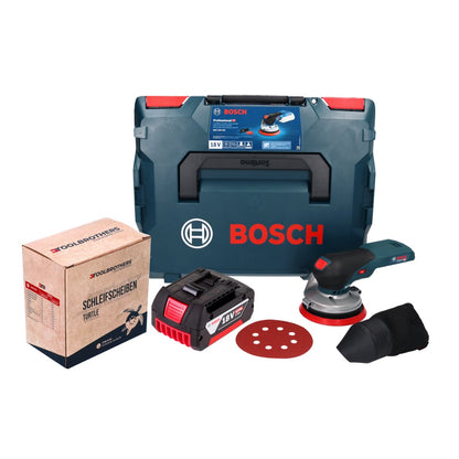 Bosch GEX 18V-125 Ponceuse excentrique professionnelle sur batterie 18 V 125 mm sans balais + 1x batterie 5,0 Ah + 1x kit de ponçage Toolbrothers TURTLE + L-BOXX - sans chargeur