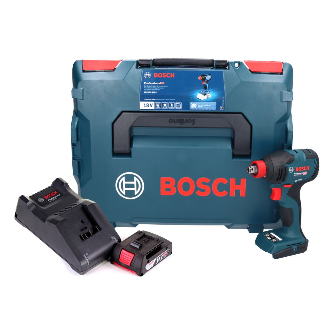 Bosch GDX 18V-210 C Professional Akku Drehschlagschrauber 18 V 210 Nm Brushless + 1x Akku 2,0 Ah + Ladegerät + Connectivity Modul + L-Boxx