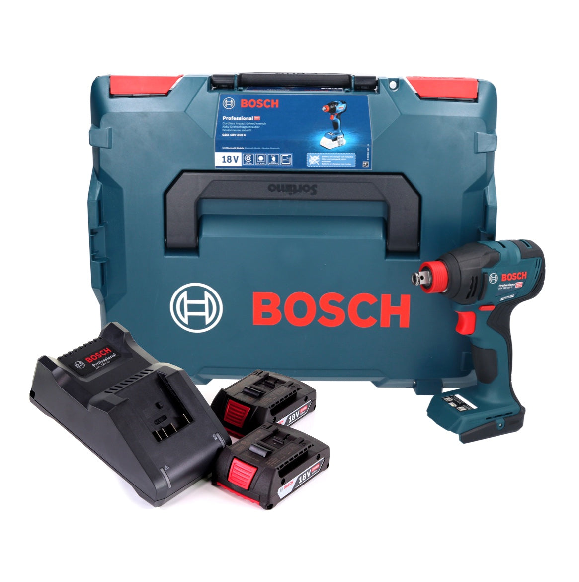 Bosch GDX 18V-210 C Professional Clé à chocs rotative sans fil 18 V 210 Nm sans balais + 2x batterie 2,0 Ah + chargeur + module de connectivité + L-Boxx