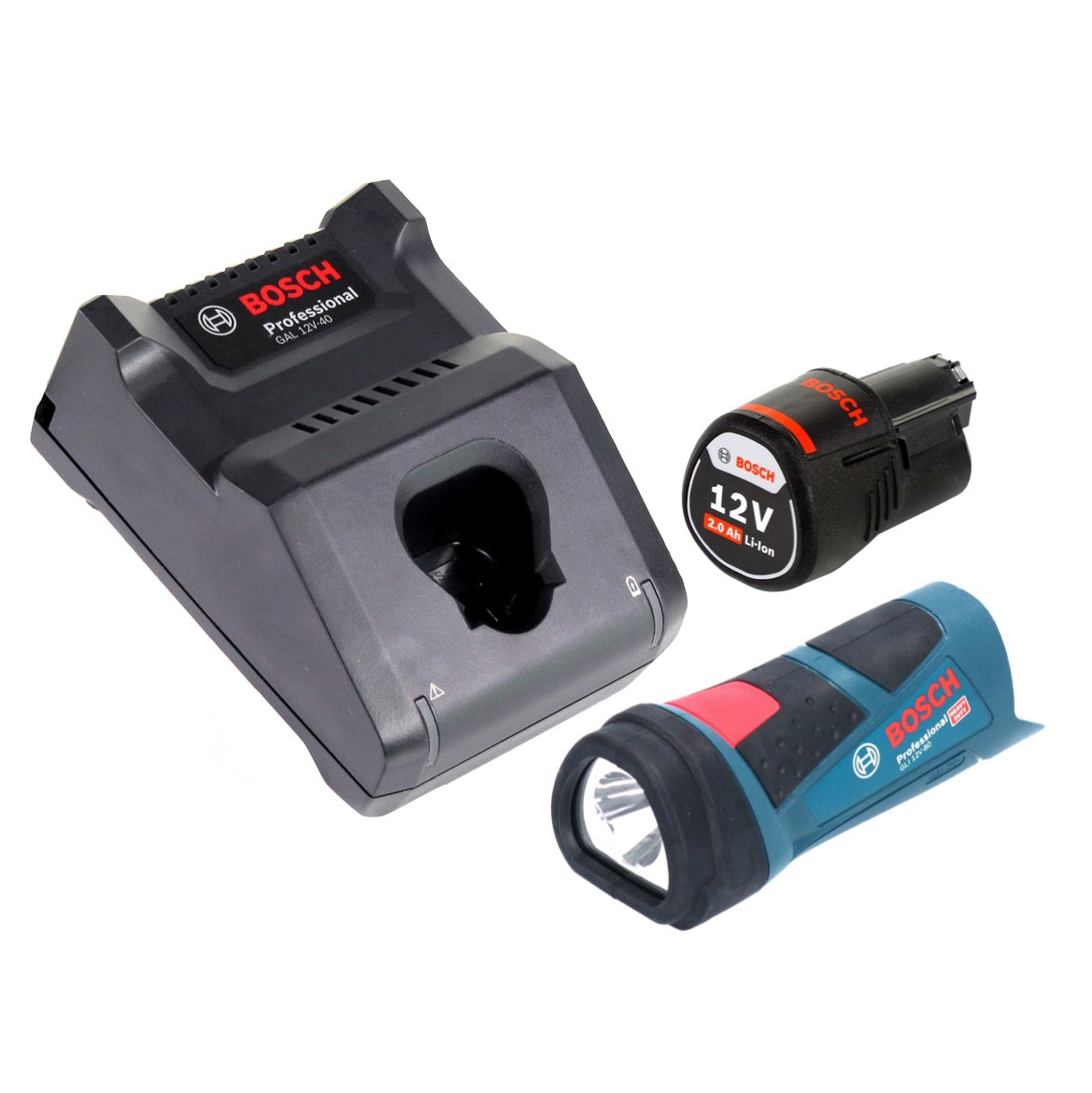 Bosch GLI 12V-80 Professional Akku Lampe 12 V 80 Lumen + 1x Akku 2,0 Ah + Ladegerät