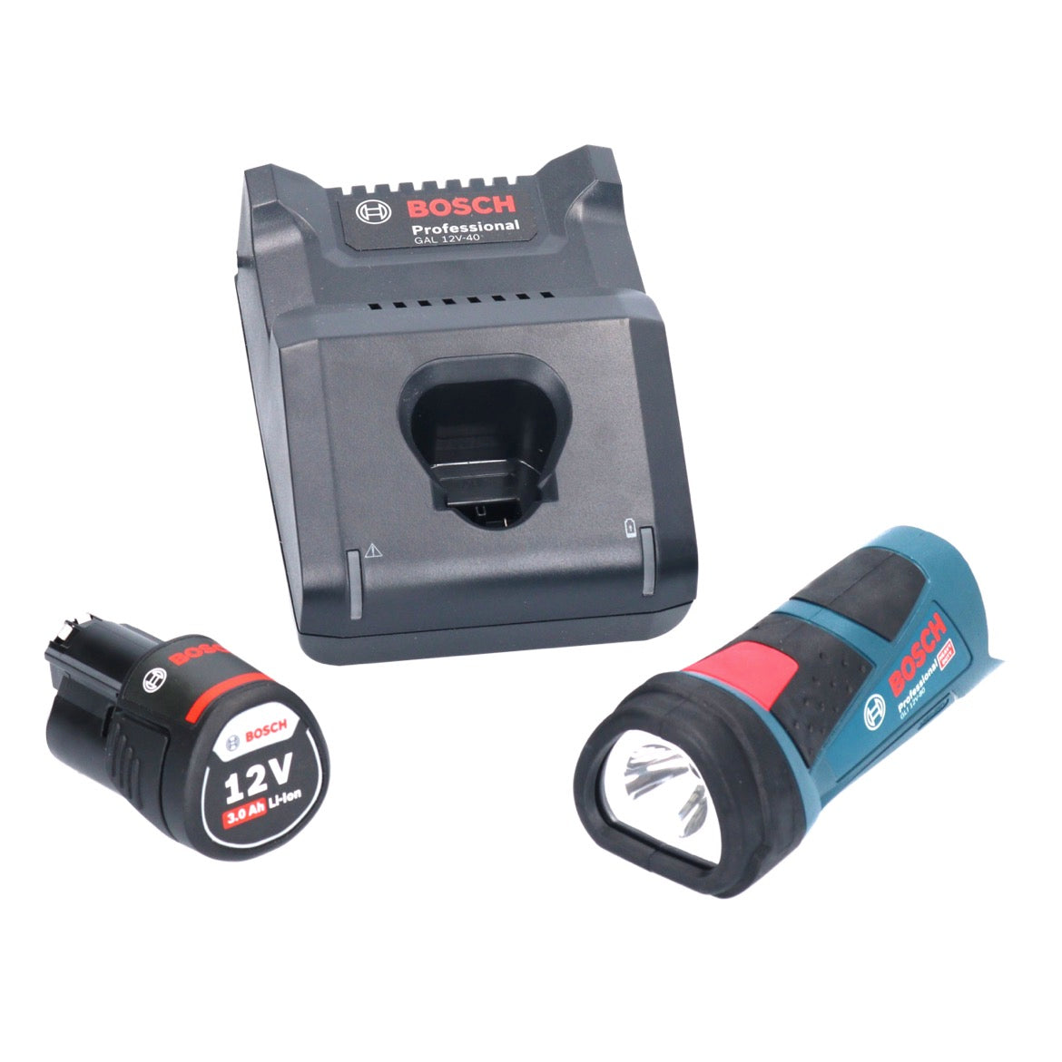 Lampe sur batterie Bosch GLI 12V-80 Professional 12 V 80 lumens + 1x batterie 3,0 Ah + chargeur