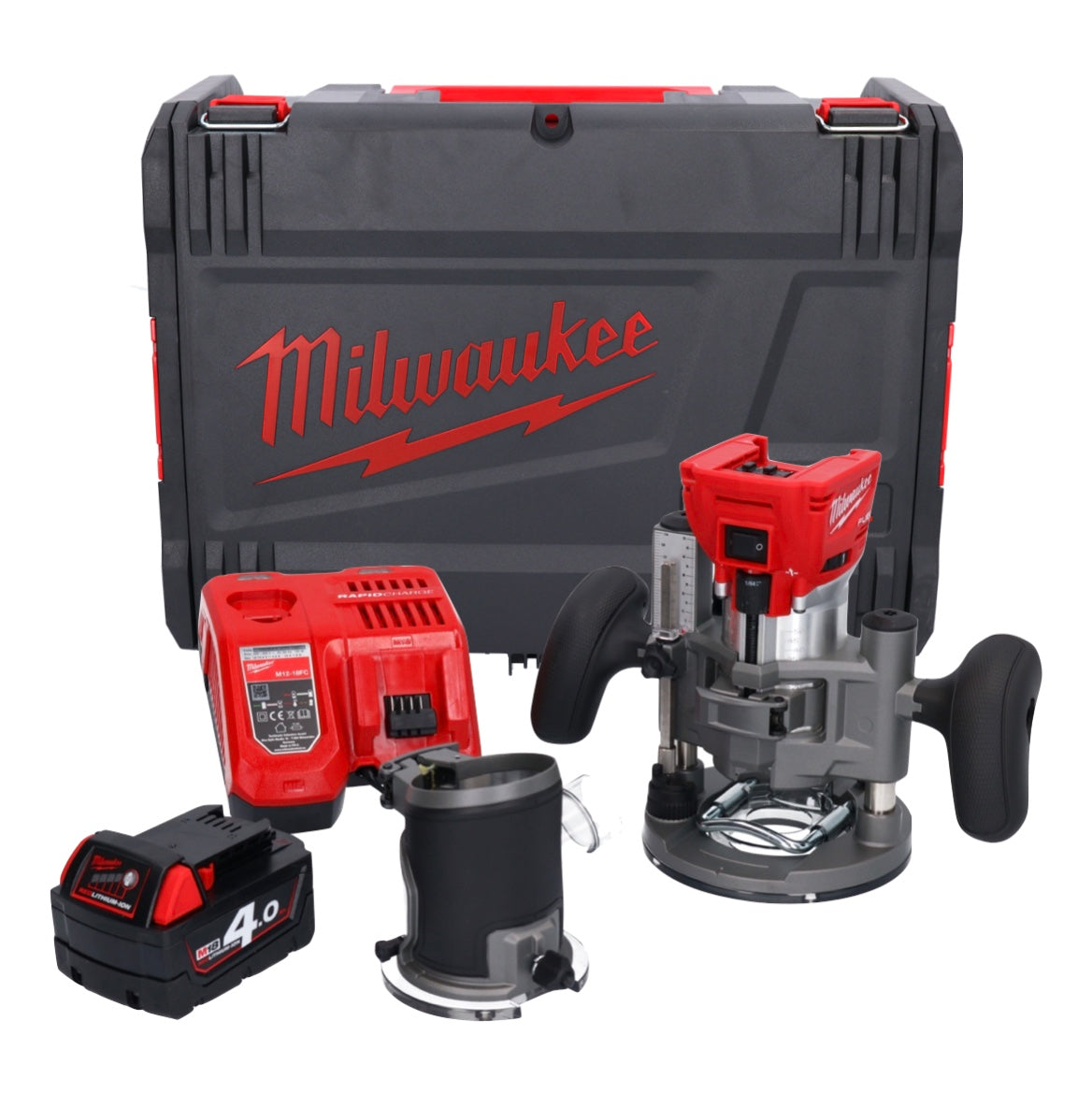 Fraiseuse à batterie Milwaukee M18 FTR-401X 18 V brushless + 1x batterie 4,0 Ah + chargeur + modules de fraisage + boîtier HD