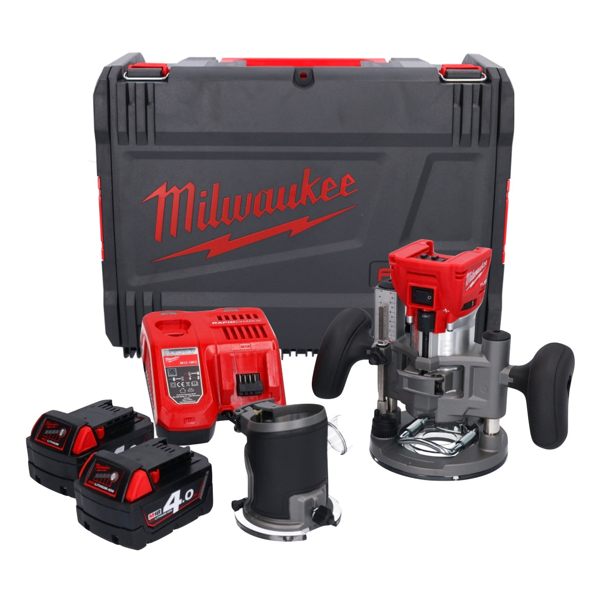 Fraiseuse à batterie Milwaukee M18 FTR-402X 18 V brushless + 2x batteries 4,0 Ah + chargeur + modules de fraisage + boîtier HD