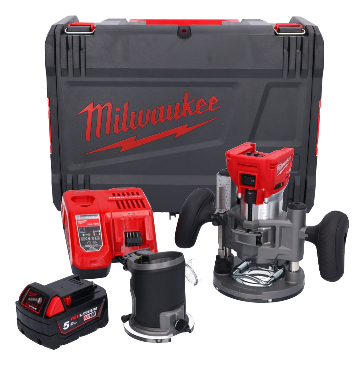 Fraiseuse à batterie Milwaukee M18 FTR-501X 18 V brushless + 1x batterie 5,0 Ah + chargeur + modules de fraisage + boîtier HD