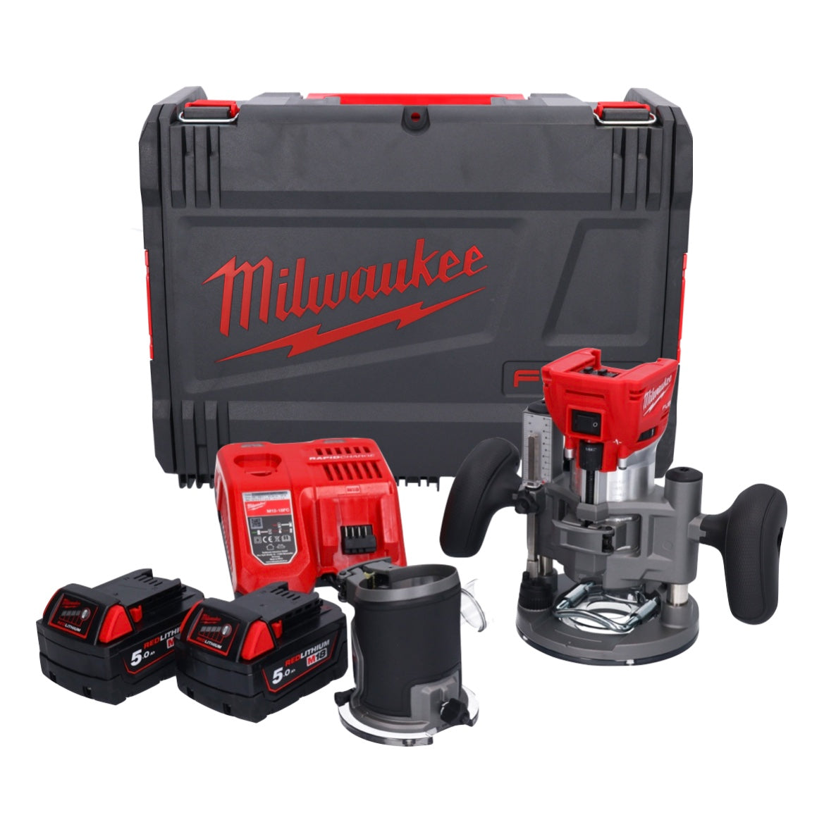 Fraiseuse à batterie Milwaukee M18 FTR-502X 18 V brushless + 2x batteries 5,0 Ah + chargeur + modules de fraisage + boîtier HD