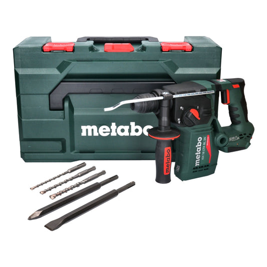 Metabo KH 18 LTX BL 24 marteau perforateur sans fil 18 V 2,2 J SDS Plus Brushless + jeu de 5 perceuses et burins + metaBOX - sans batterie, sans chargeur