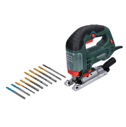 Metabo STEB 100 Quick Stichsäge 710 W 100 mm ( 601110000 ) + 10 tlg. Sägeblatt Set ( 623599000 ) - Toolbrothers