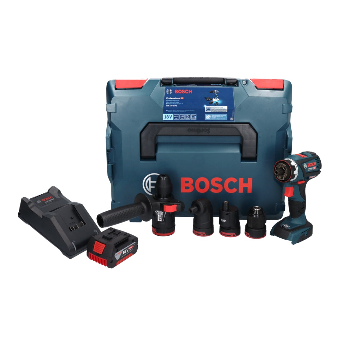 Bosch GSR 18V-60 FC Professional Akku Bohrschrauber 18 V 60 Nm Brushless + 1x Akku 5,0 Ah + Ladegerät + Aufsätze + L-Boxx - Toolbrothers