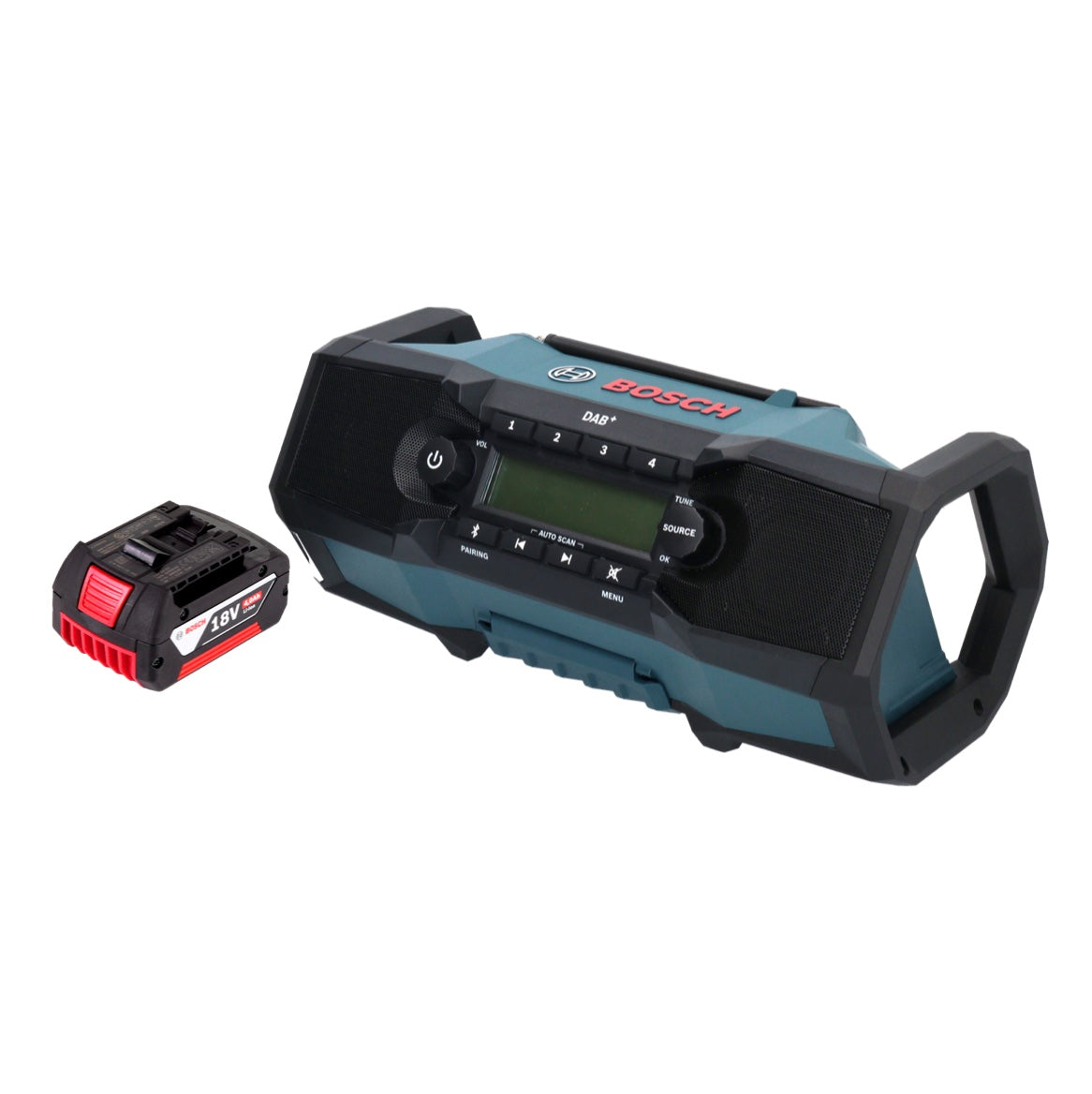 Bosch GPB 18V-2 SC Professional Akku Baustellenradio 18 V DAB+ Bluetooth AUX + 1x Akku 4,0 Ah - ohne Ladegerät