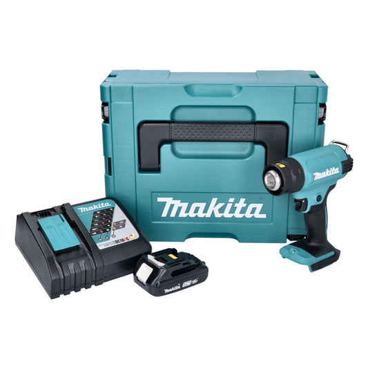 Souffleur à air chaud sur batterie Makita DHG 180 RA1J 18 V 550 °C + 1x batterie 2,0 Ah + chargeur + Makpac