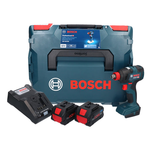 Bosch GDX 18V-200 Professional Akku Drehschlagschrauber 18 V 200 Nm Brushless + 2x ProCORE Akku 5,5 Ah + Ladegerät + L-Boxx