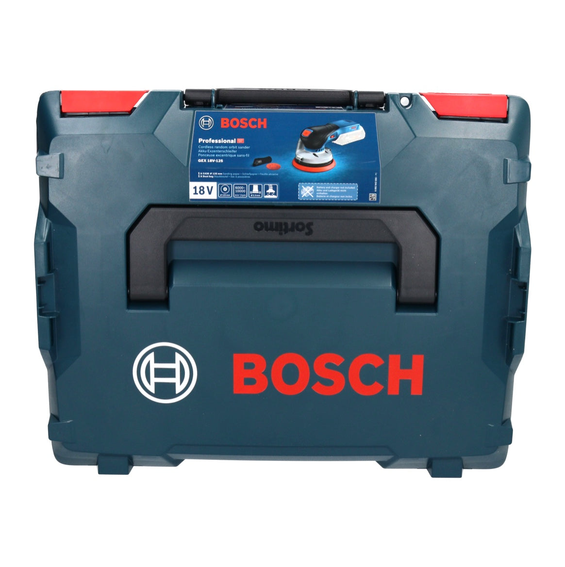 Bosch GEX 18V-125 Professional Akku Exzenterschleifer 18 V 125 mm Brushless + 2x ProCORE Akku 5,5 Ah + Ladegerät + L-Boxx