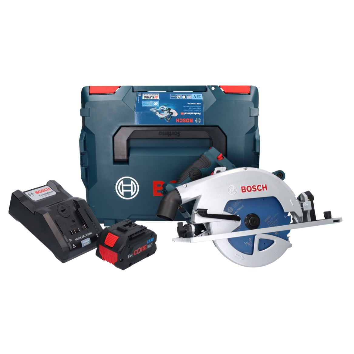 Bosch GKS 18V-68 GC Professional Akku Handkreissäge 18 V 190 mm Biturbo Brushless + 1x ProCORE Akku 5,5 Ah + Ladegerät + L-Boxx