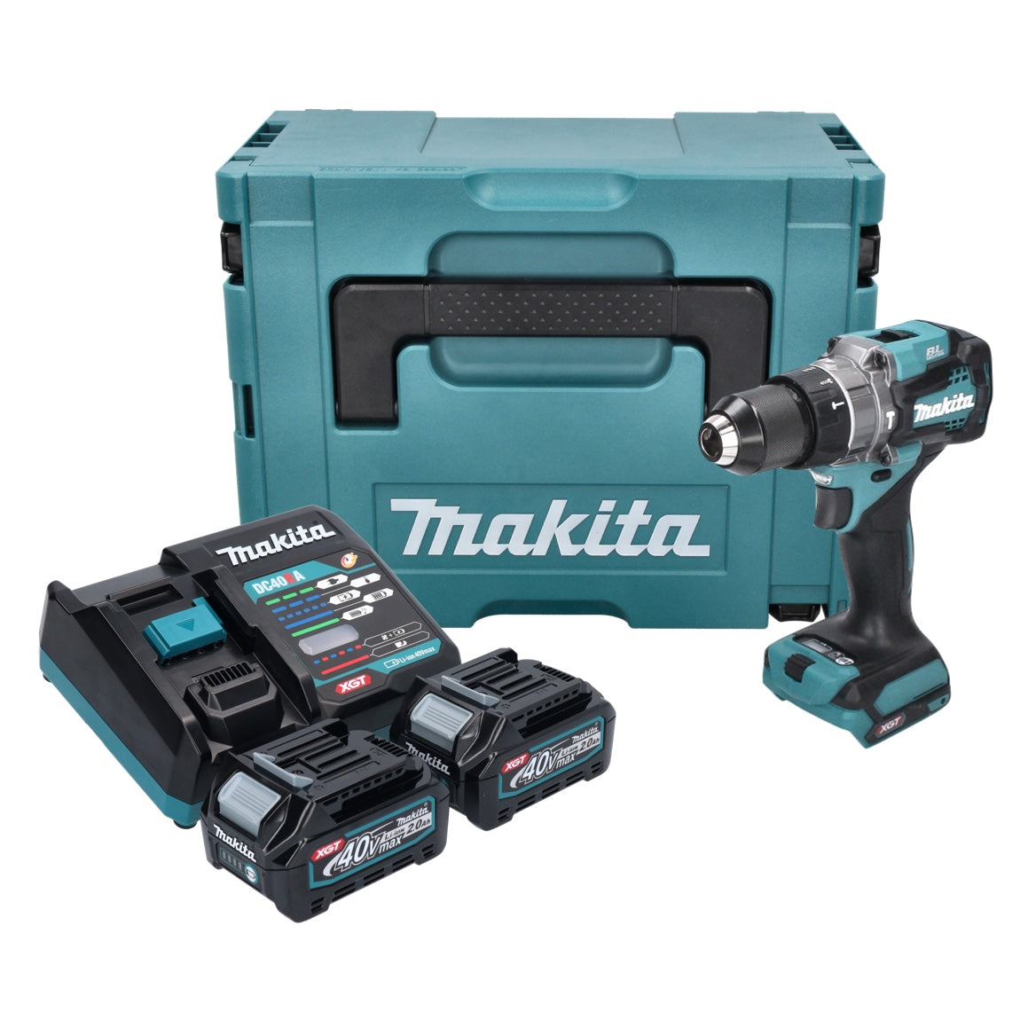 Perceuse à percussion sur batterie Makita HP 001 GA201 40 V max. 140 Nm XGT Brushless + 2x batterie 2,0 Ah + chargeur + Makpac