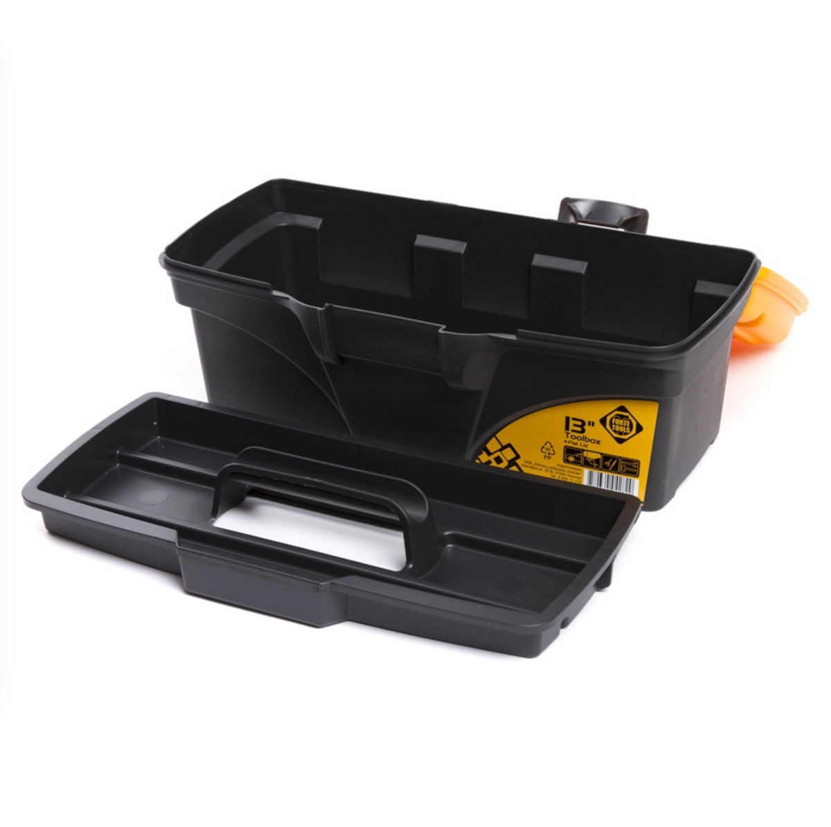 FORTE Tools Toolbox in 16,5x13,6x32 cm, Werkzeugkoffer, Koffer mit Metall-Laschen und internen Organizer, herausnehmbar, abschließbar ( 000051144545 ) - Toolbrothers