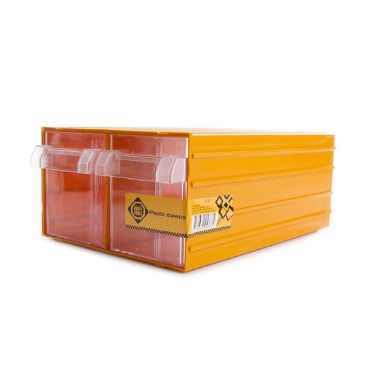 FORTE Tools K-56 Aufbewahrungsbox in 21.2x30.2x12.6 cm, Schubladenbox, Transparent, Kunststoff, mit 2 Schubladen, mit Schienensystem kombinierbar ( 000051144852 ) - Toolbrothers