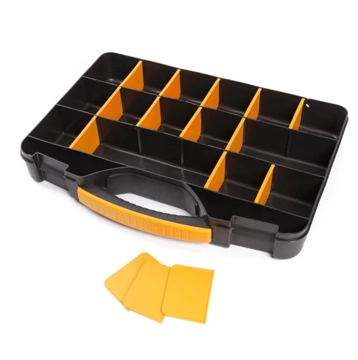 Forte Tools ORG-18 Werkzeugbox in 42x32x6 cm, Aufbewahrungsbox, Organizer mit 18 verschiedenen Fächern, entnehmbar, stabile Box, kratzfester Deckel ( 000051144815 )