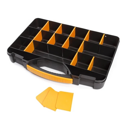 Boîte à outils Forte Tools ORG-18 en 42x32x6 cm, boîte de rangement, organisateur avec 18 compartiments différents, boîte amovible et robuste, couvercle résistant aux rayures (000051144815)