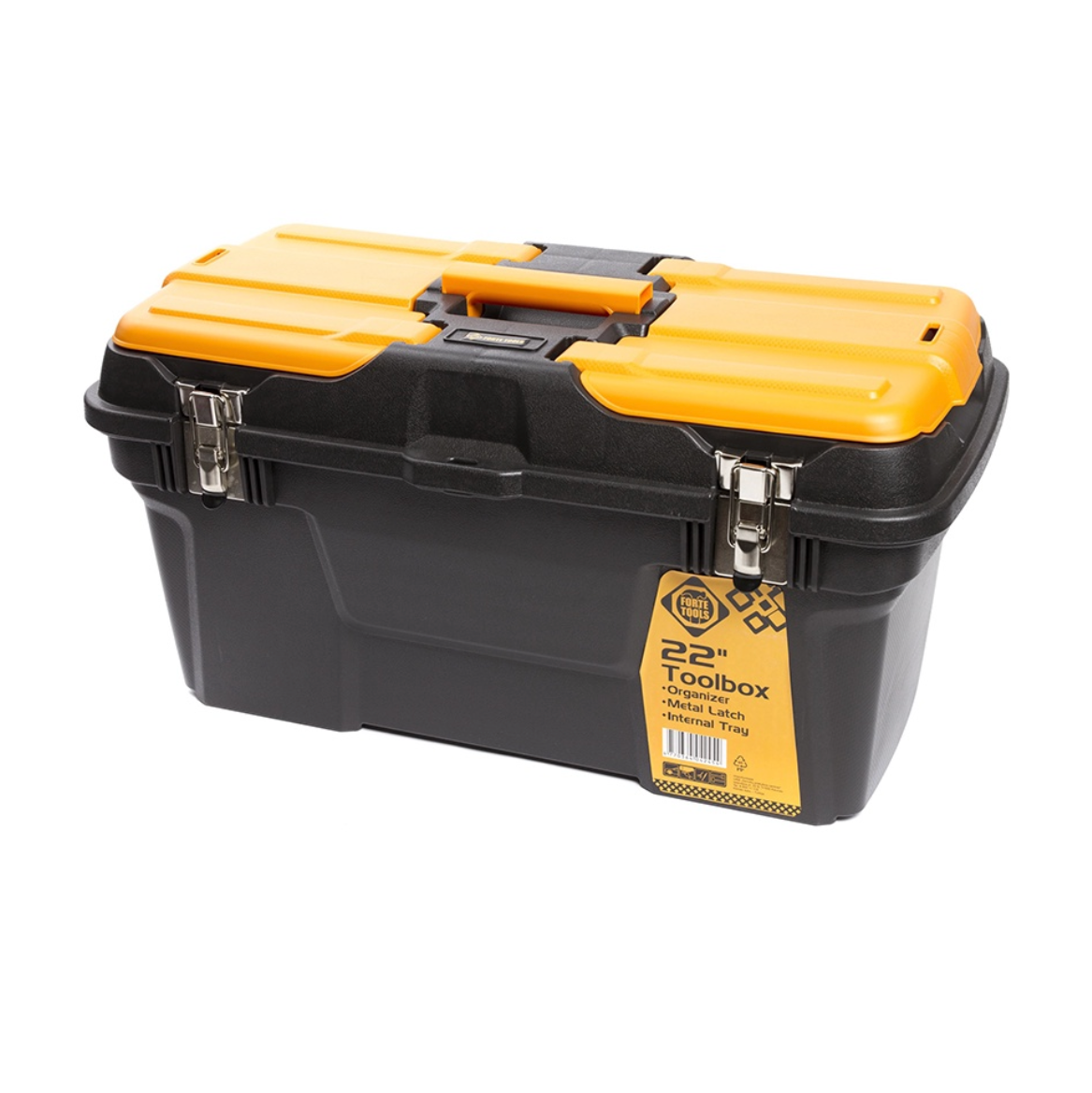 FORTE Tools MG-22 Jumbo Toolbox in 58x23x31 cm, Werkzeugkoffer, Koffer mit Metall-Laschen und internen Organizer, herausnehmbar, abschließbar ( 000051144585 ) - Toolbrothers