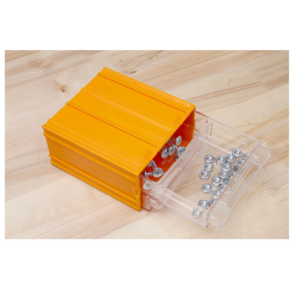 FORTE Tools K-31 Aufbewahrungsbox in 13,5x11,2x6 cm, Schubladenbox, Transparent, Kunststoff, mit 2 Schubladen, mit Schienensystem kombinierbar ( 000051144834 ) - Toolbrothers