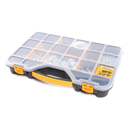 Forte Tools ORG-24 Werkzeugbox in 51x35x7 cm, Aufbewahrungsbox, Organizer mit 18 verschiedenen Fächern, entnehmbar, stabile Box, kratzfester Deckel ( 000051144820 )