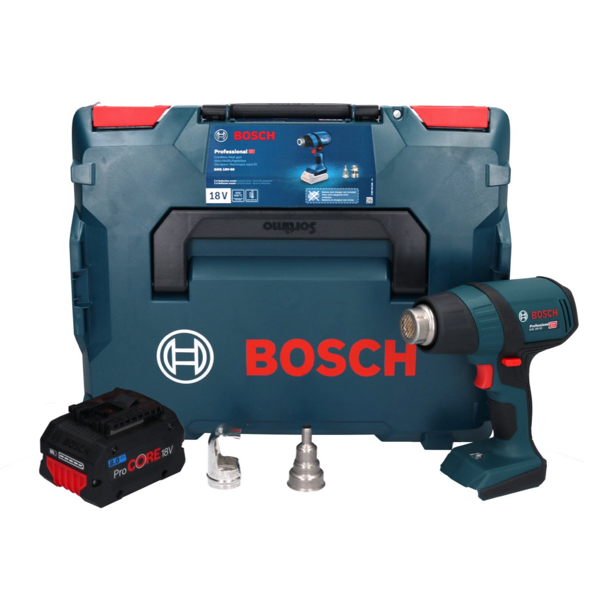 Souffleur à air chaud sur batterie Bosch GHG 18V-50 Professional 18 V 300° C / 500° C + 1x batterie ProCORE 8,0 Ah + L-Boxx - sans chargeur