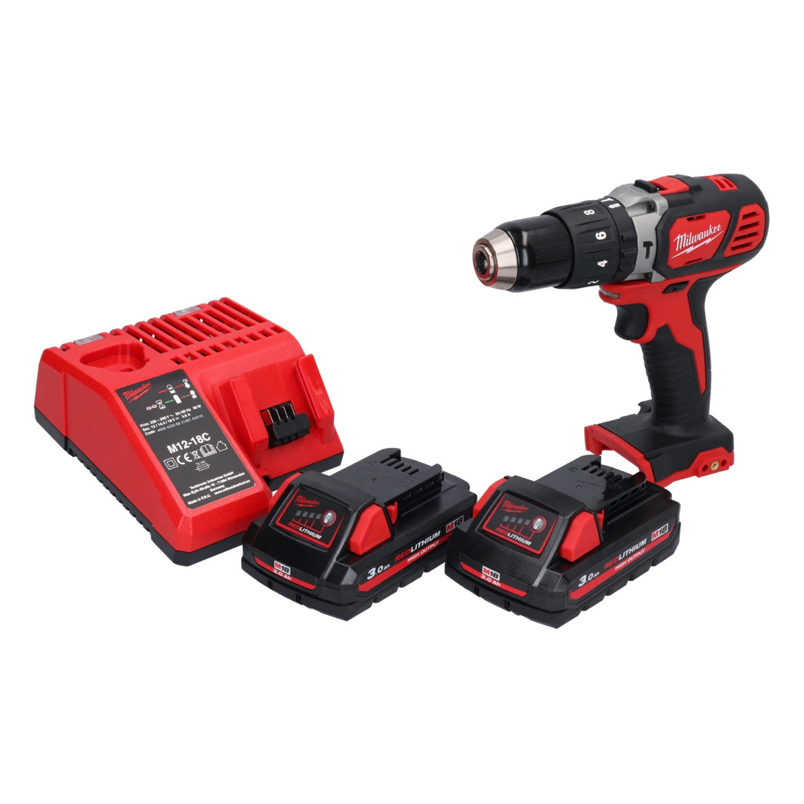 Milwaukee M18 BPD-302 Akku Schlagbohrschrauber 18 V 60 Nm + 2x Akku 3,0 Ah + Ladegerät