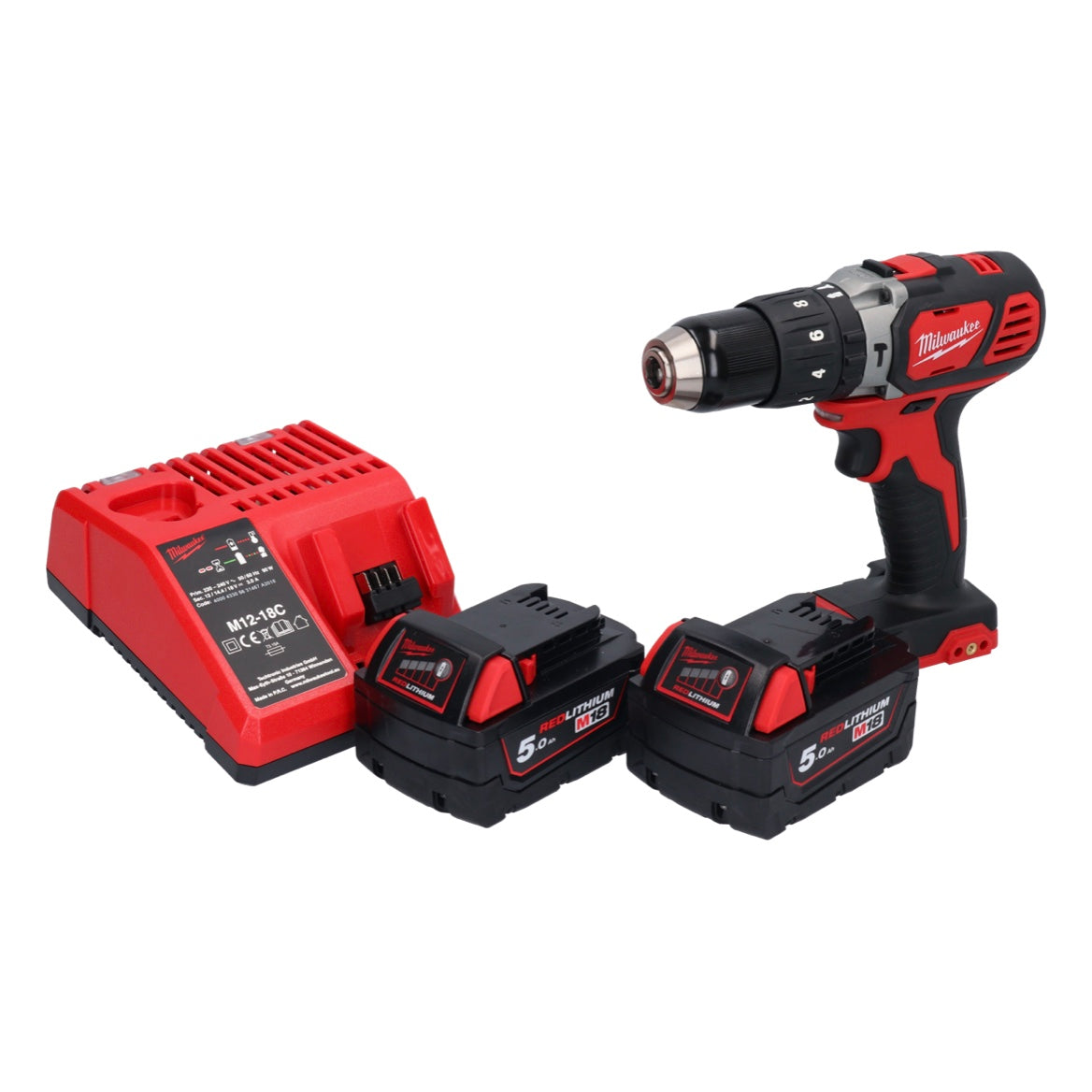 Perceuse à percussion sans fil Milwaukee M18 BPD-502 18 V 60 Nm + 2x batteries 5,0 Ah + chargeur