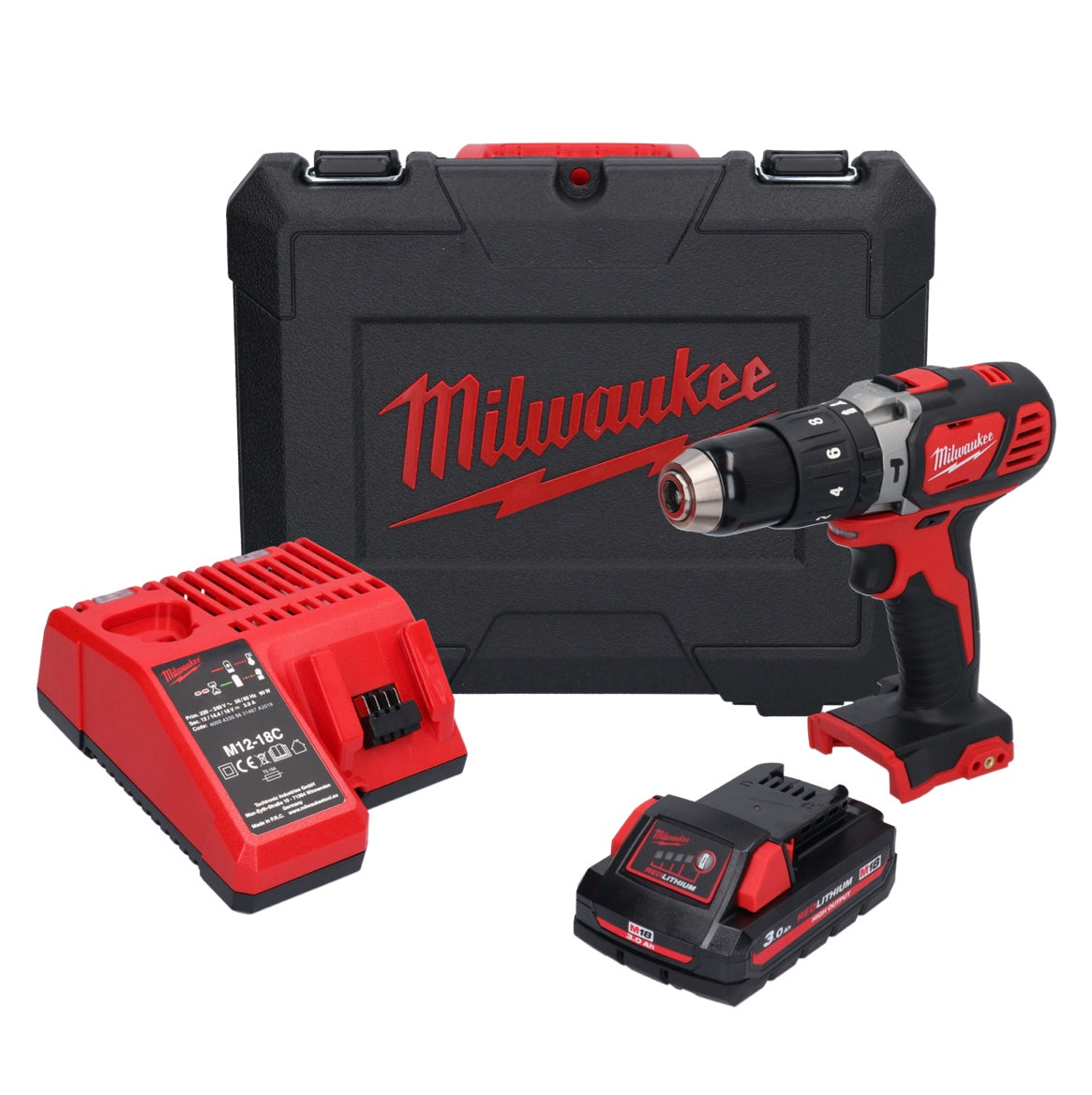 Milwaukee M18 BPD-301C Akku Schlagbohrschrauber 18 V 60 Nm + 1x Akku 3,0 Ah + Ladegerät + Koffer