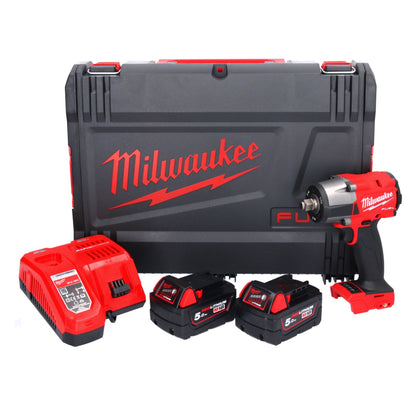 Clé à chocs sur batterie Milwaukee M18 FMTIW2F12-502X 18 V 745 Nm 1/2" brushless (4933478450) + 2x batterie 5,0 Ah + chargeur + boîtier HD