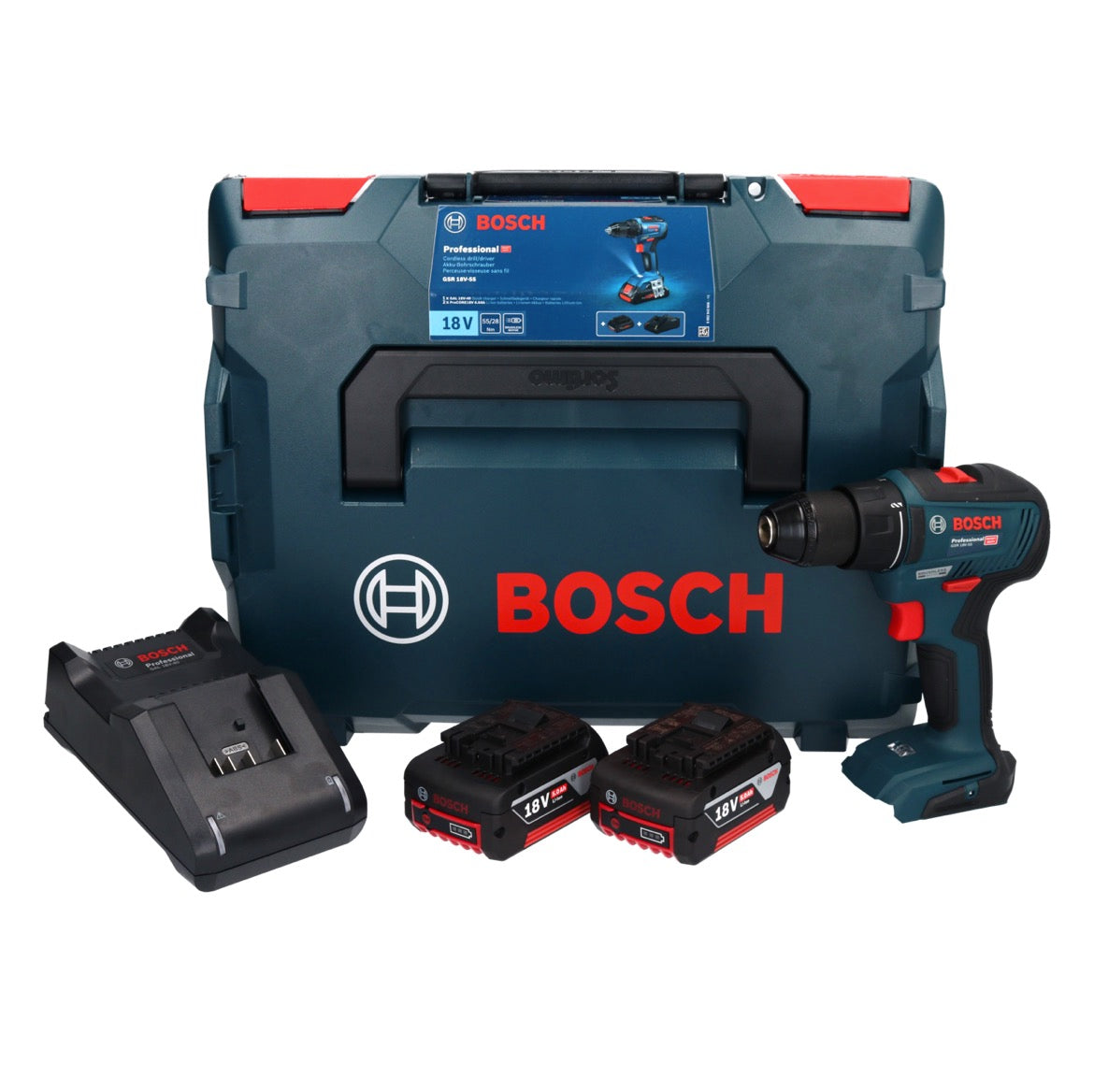 Bosch GSR 18V-55 Akku Bohrschrauber 18 V 55 Nm Brushless + 2x Akku 5,0 Ah + Ladegerät + L-Boxx - Toolbrothers