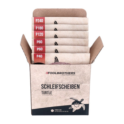 DBO 180 Z Akku Exzenterschleifer 18 V 125 mm + Toolbrothers TURTLE Schleifpapier Set - ohne Akku, ohne Ladegerät, Ideal für Heimwerker, Schleifen, fest montierte Staubbox - Toolbrothers