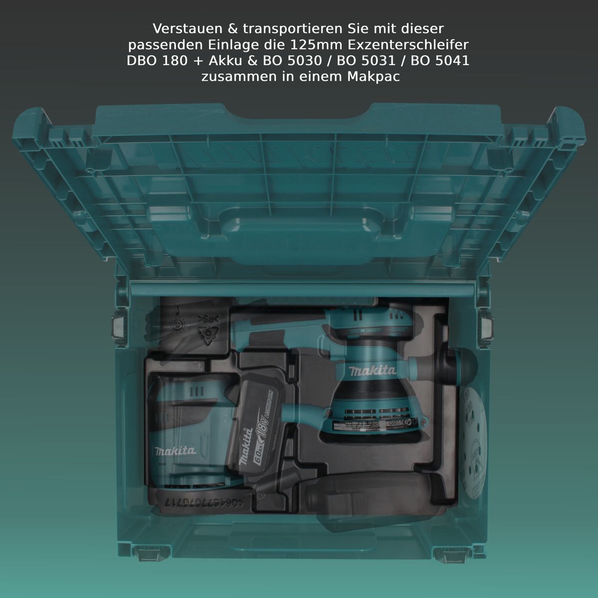 Toolbrothers passende MAKPAC Kunststoff Einlage für DBO / BO 125 mm Exzenterschleifer / LXT 18V Akkus & Ladegeräte - Toolbrothers