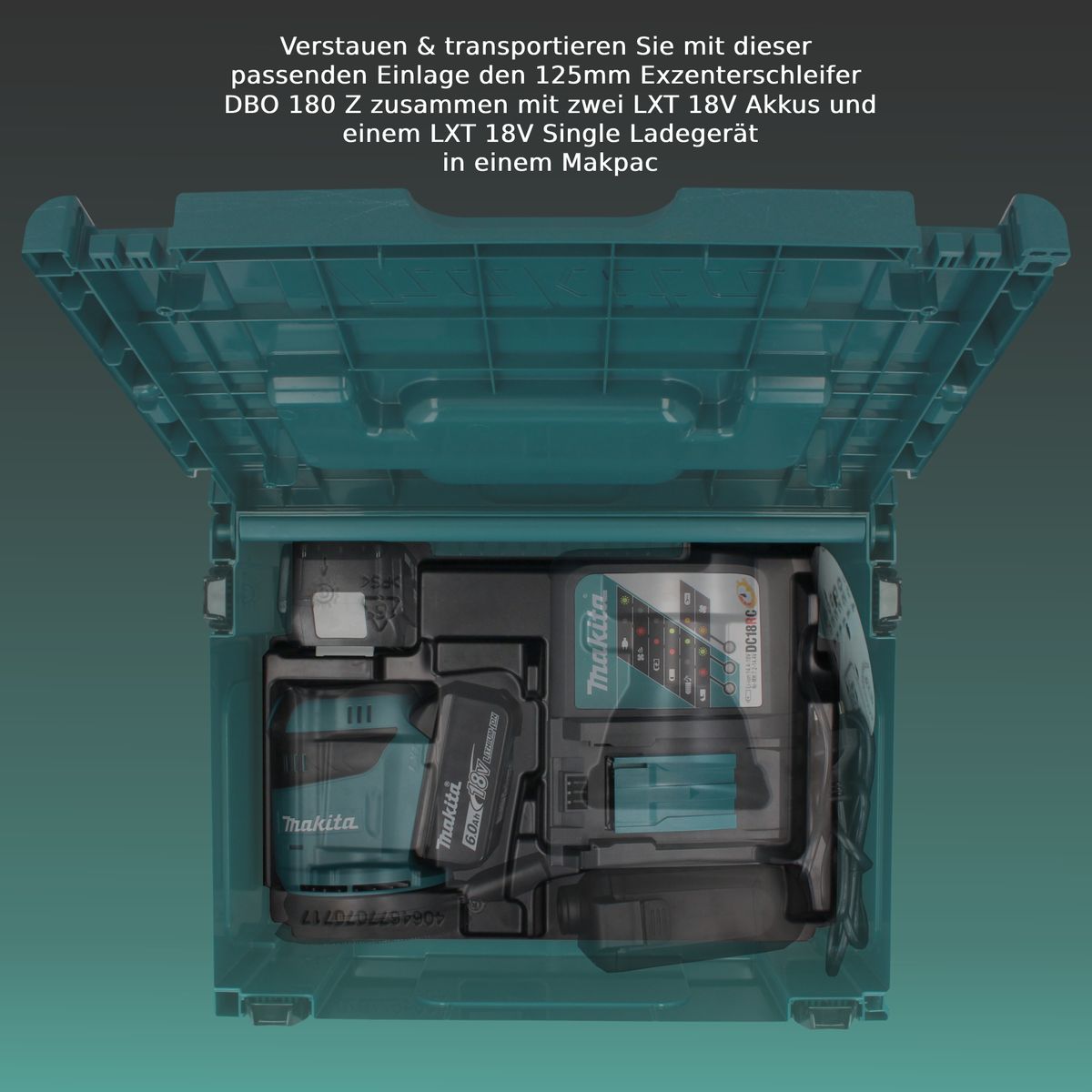 Toolbrothers passende MAKPAC Kunststoff Einlage für DBO / BO 125 mm Exzenterschleifer / LXT 18V Akkus & Ladegeräte - Toolbrothers