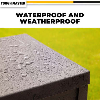 TOUGH MASTER 430L Aufbewahrungsbox aus Kunststoff mit Scharnier, Seitengriff, abschließbarer Deckel, wasser- und wetterfest in Holzoptik ( TM-SBW43H ) - Toolbrothers