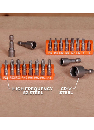 WellCut 51-teiliges Bohrer & Schraubendreher Bit Set aus HSS-Stahl, mit Magnet Bithalter & einem tragbaren Aufbewahrungskoffer ( ‎WC-DB51U )