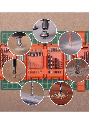 WellCut 51-teiliges Bohrer & Schraubendreher Bit Set aus HSS-Stahl, mit Magnet Bithalter & einem tragbaren Aufbewahrungskoffer ( ‎WC-DB51U )