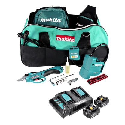 Makita DUP 361 CT sécateur à batterie 36 V (2x 18 V) + 2x batteries 5,0 Ah + double chargeur + sac