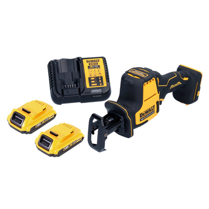 Scie sabre à batterie DeWalt DCS 369 D2 scie alternative 18 V sans balais + 2x batteries 2,0 Ah + chargeur