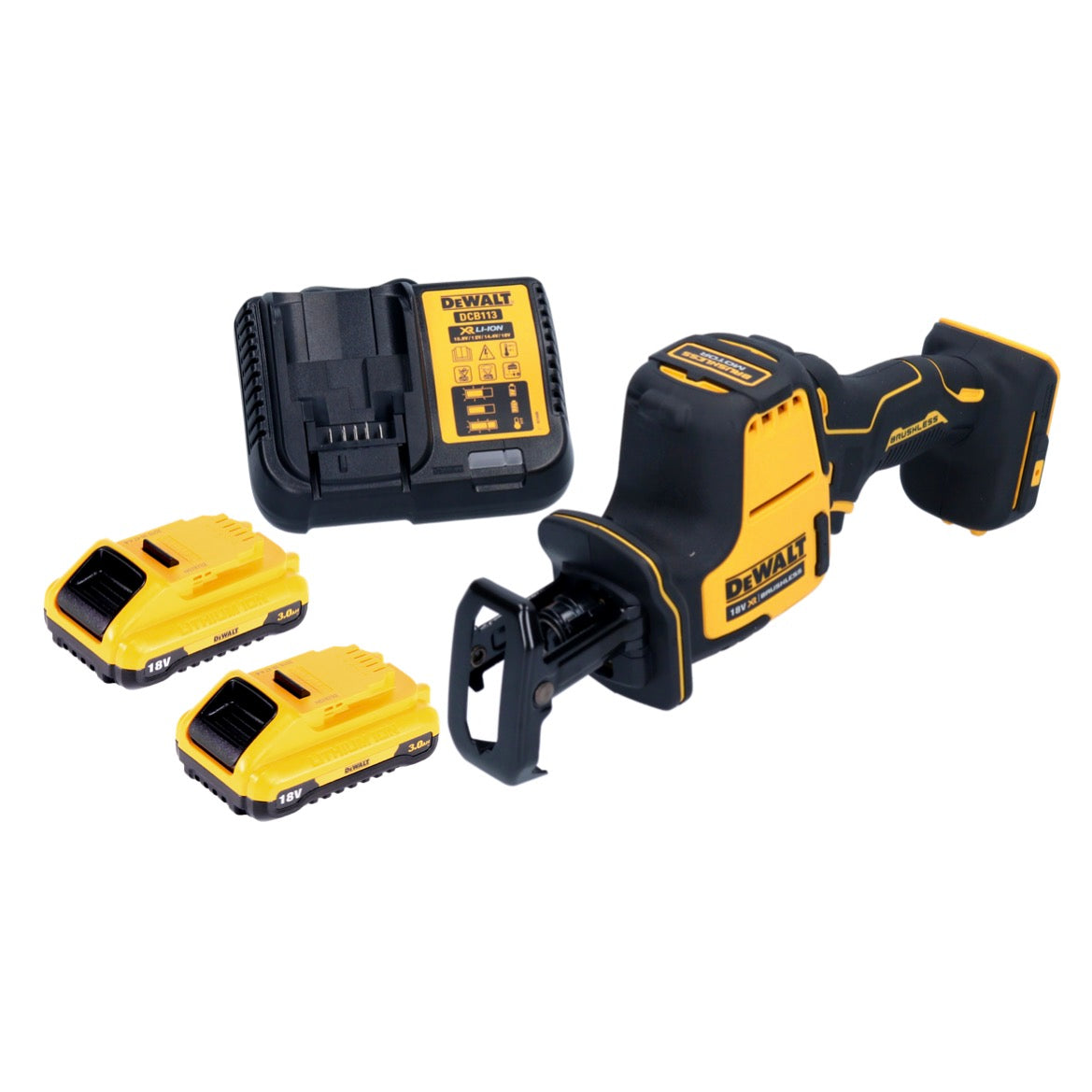 Scie sabre à batterie DeWalt DCS 369 L2 scie alternative 18 V sans balais + 2x batteries 3,0 Ah + chargeur