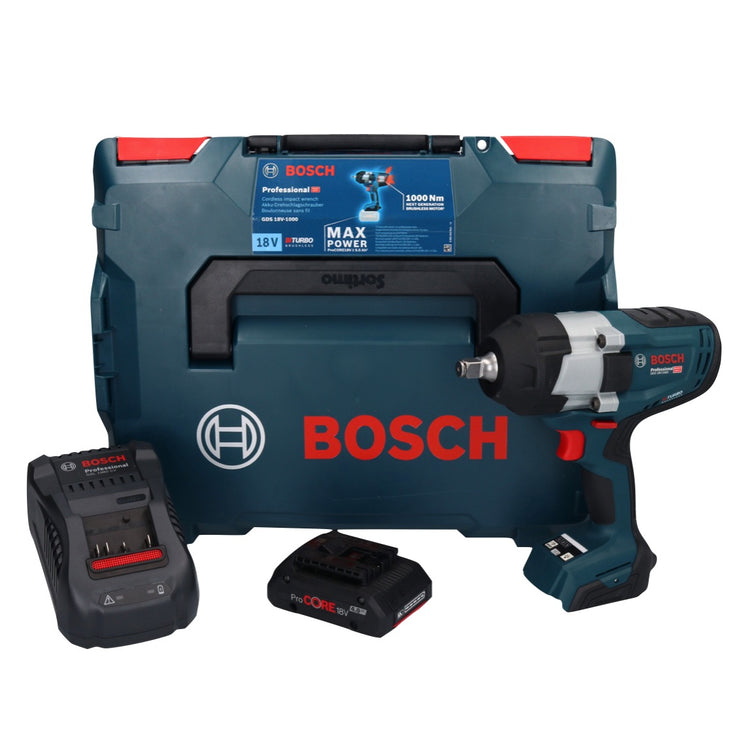 Bosch GDS 18V-1000 Professional Akku Drehschlagschrauber 18 V 1000 Nm BITURBO Brushless + 1x ProCORE Akku 4,0 Ah + Ladegerät + L-Boxx - Toolbrothers