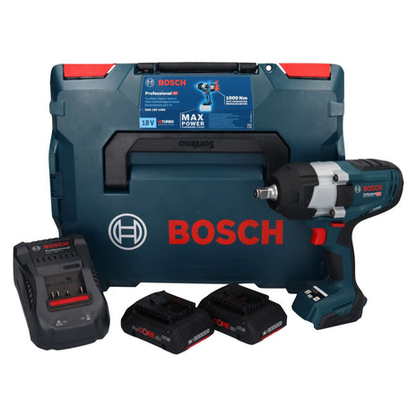 Bosch GDS 18V-1000 Professional Akku Drehschlagschrauber 18 V 1000 Nm BITURBO Brushless + 2x ProCORE Akku 4,0 Ah + Ladegerät + L-Boxx - Toolbrothers