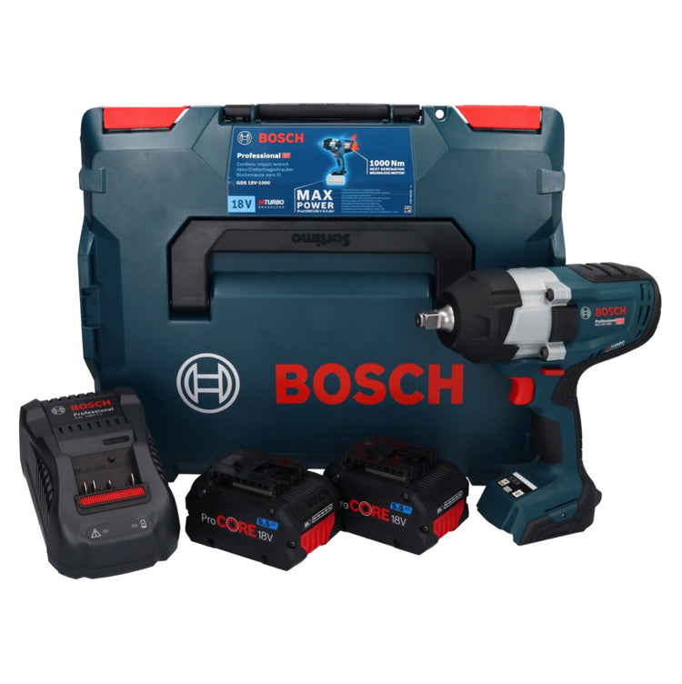 Bosch GDS 18V-1000 Professional Akku Drehschlagschrauber 18 V 1000 Nm BITURBO Brushless + 2x ProCORE Akku 5,5 Ah + Ladegerät + L-Boxx ( 06019J8303 ) - Toolbrothers