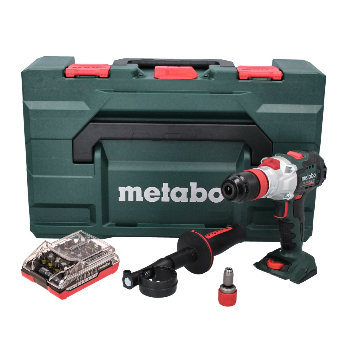 Perceuse à percussion sans fil Metabo SB 18 LTX BL QI 18 V 130 Nm sans balais + jeu d'embouts 32 pièces + métaBOX - sans batterie, sans chargeur