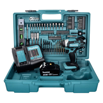 Makita DTD 152 SFX5 Clé à chocs sans fil 18 V 165 Nm + 1 batterie 3,0 Ah + chargeur + jeu d'accessoires 101 pièces + mallette