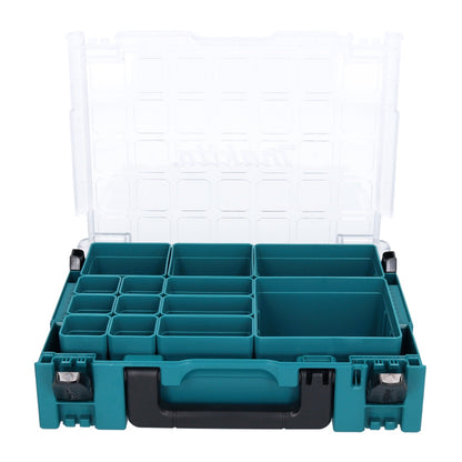 Makita MAKPAC 1 mallette de rangement pour petites pièces 395 x 295 x 110 mm (191X80-2) avec 13x insert de boîte