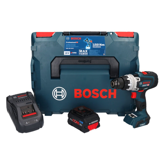 Bosch GSR 18V-150 C Professional perceuse-visseuse sans fil 18 V 150 Nm Biturbo sans balais + 1 batterie ProCORE 8,0 Ah + chargeur + L-Boxx