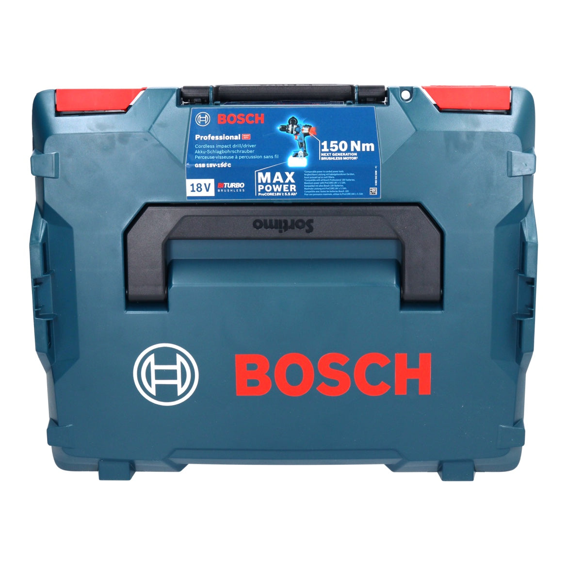 Bosch GSB 18V-150 C Perceuse à percussion sans fil professionnelle 18 V 150 Nm Biturbo brushless + 2x batteries 5,0 Ah + chargeur + L-Boxx