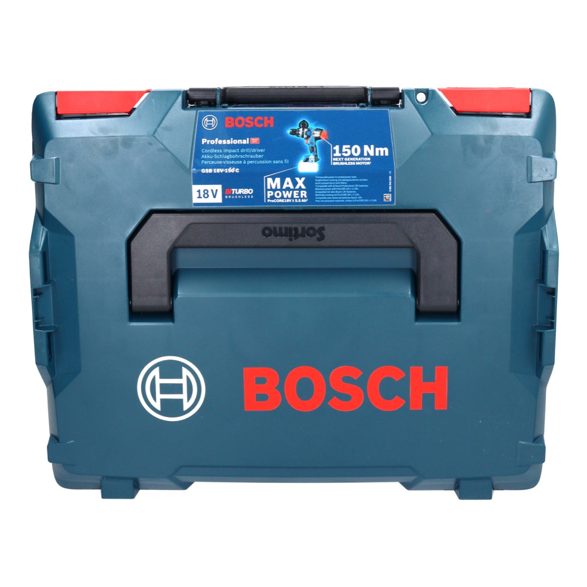 Bosch GSB 18V-150 C Professional Akku Schlagbohrschrauber 18 V 150 Nm Biturbo Brushless + 2x ProCORE Akku 4,0 Ah + Ladegerät + L-Boxx